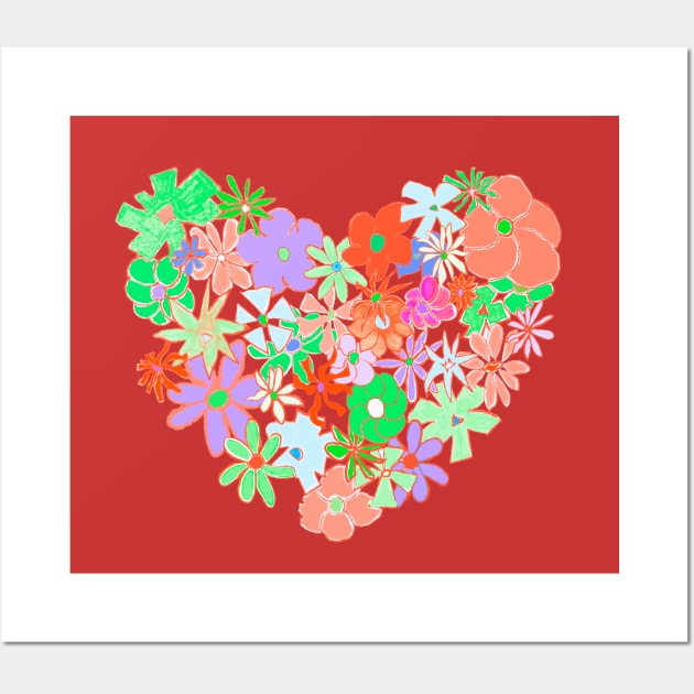 Flower power heart design Wall Art by Peaceful Pigments